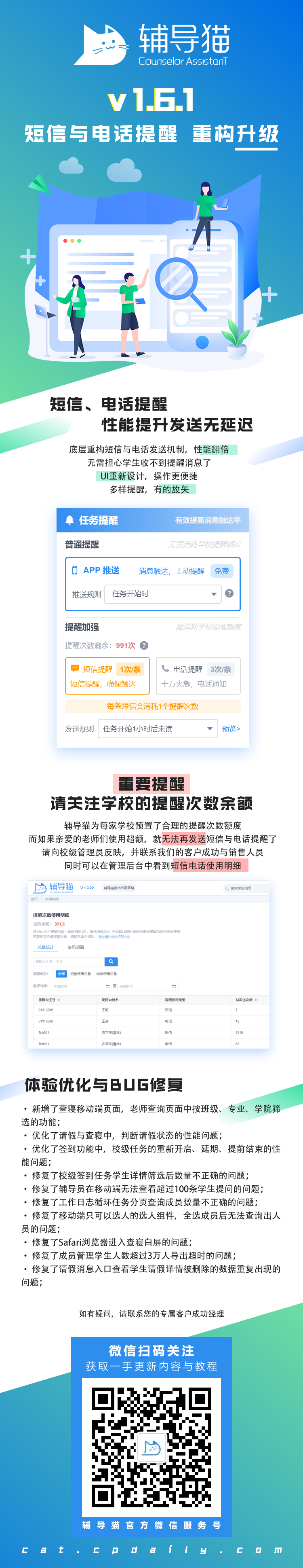 短信与电话提醒功能重构升级-V1.6.1更新 辅导猫